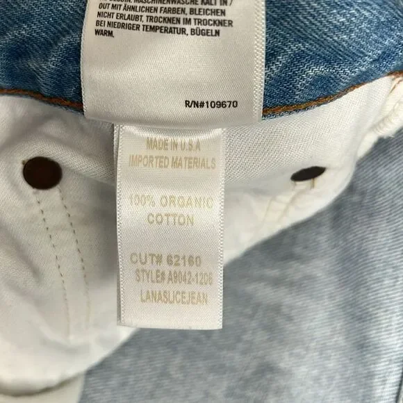 AGOLDE Lana Slice Straight Leg Jeans Size 31 Mid Rise Light Blue 90s Revolve - Picture 5 of 13